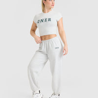 Lightweight Joggers with Printed Logo | Light Grey Marl