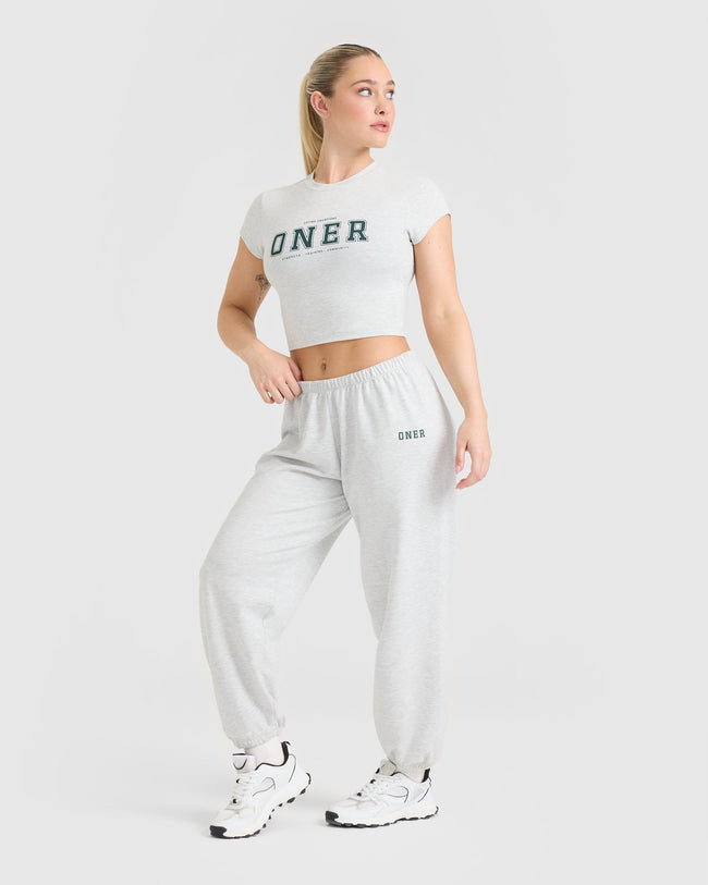 Lightweight Joggers with Printed Logo | Light Grey Marl