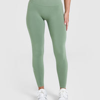 Effortless Seamless Leggings with White Logo | Sage