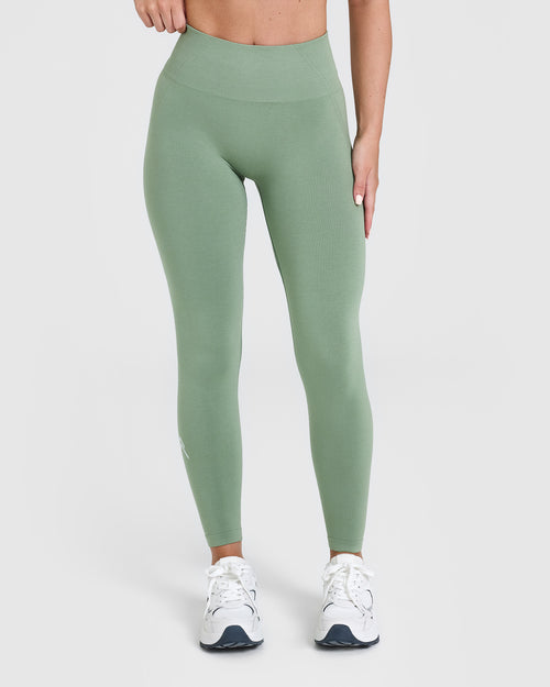 Oner Modal Effortless Seamless Leggings with White Logo | Sage