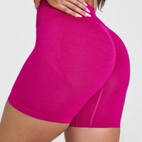Effortless Seamless Shorts with White Logo | Fuchsia
