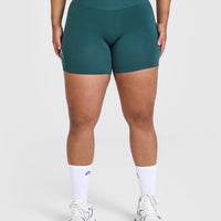 Effortless Seamless Shorts with White Logo | Marine Teal