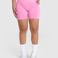 Effortless Seamless Shorts with White Logo | Power Pink