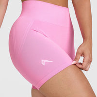 Effortless Seamless Shorts with White Logo | Power Pink