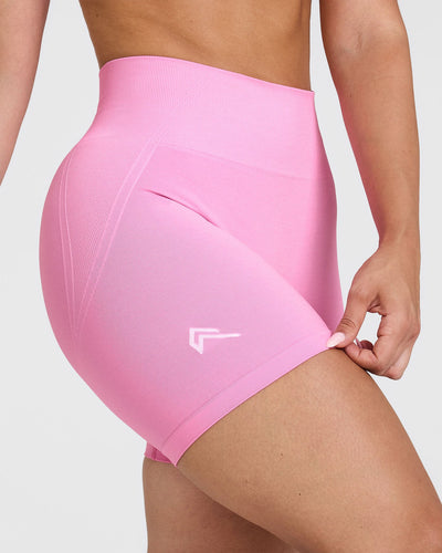 Effortless Seamless Shorts with White Logo | Power Pink