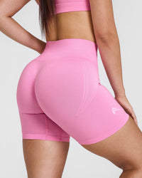 Effortless Seamless Shorts with White Logo | Power Pink