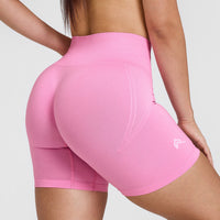 Effortless Seamless Shorts with White Logo | Power Pink