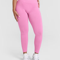Effortless Seamless Leggings with White Logo | Power Pink