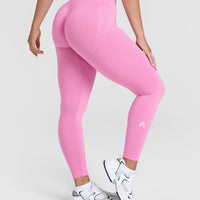 Effortless Seamless Leggings with White Logo | Power Pink