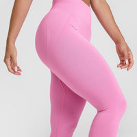 Effortless Seamless Leggings with White Logo | Power Pink