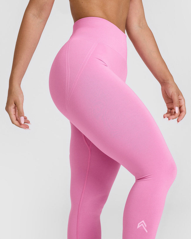 Effortless Seamless Leggings with White Logo | Power Pink