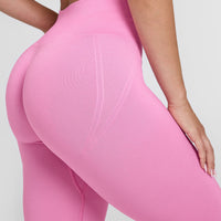 Effortless Seamless Leggings with White Logo | Power Pink