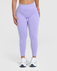 Effortless Seamless Leggings with White Logo | Vintage Violet