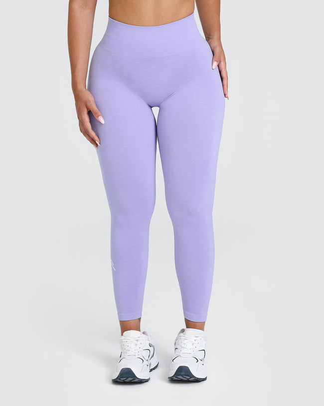Effortless Seamless Leggings with White Logo | Vintage Violet