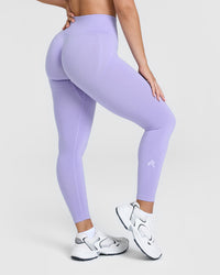 Effortless Seamless Leggings with White Logo | Vintage Violet