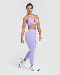 Effortless Seamless Leggings with White Logo | Vintage Violet