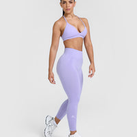 Effortless Seamless Leggings with White Logo | Vintage Violet