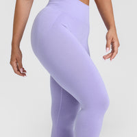 Effortless Seamless Leggings with White Logo | Vintage Violet