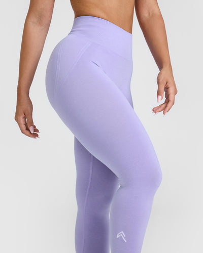 Effortless Seamless Leggings with White Logo | Vintage Violet