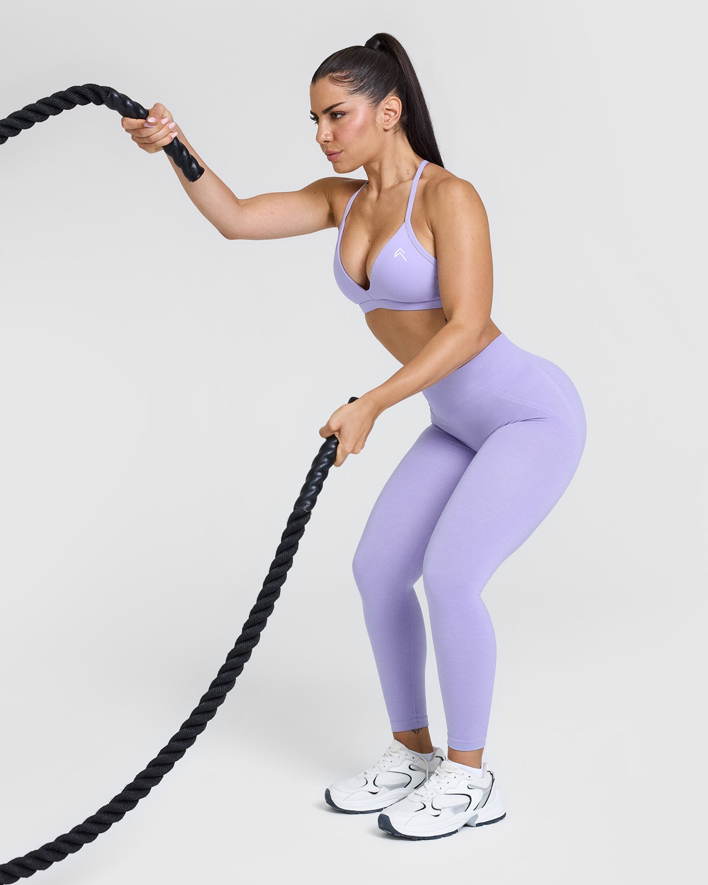 Effortless Seamless Leggings with White Logo | Vintage Violet