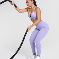 Effortless Seamless Leggings with White Logo | Vintage Violet