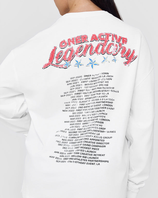OA Tour Graphic Washed Long Sleeve Top | White