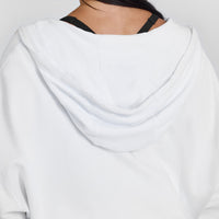 Raw Lounge Oversized Zip Through Hoodie with Graphic | White