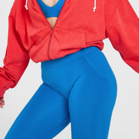 Effortless Seamless Leggings with White Logo | Retro Blue