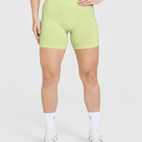 Effortless Seamless Shorts with White Logo | Pump Green