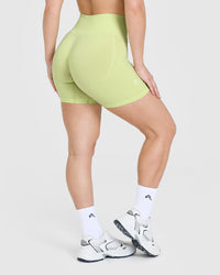 Effortless Seamless Shorts with White Logo | Pump Green