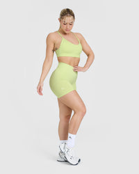 Effortless Seamless Shorts with White Logo | Pump Green