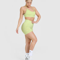 Effortless Seamless Shorts with White Logo | Pump Green