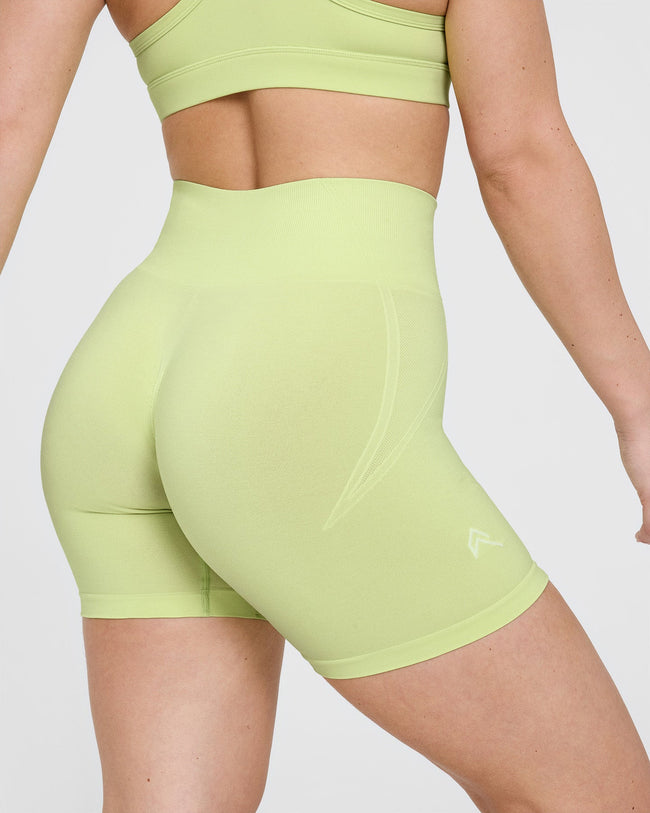 Effortless Seamless Shorts with White Logo | Pump Green
