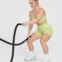 Effortless Seamless Shorts with White Logo | Pump Green