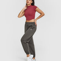 Mellowâ„¢ Rib Mid Mock Neck T-Shirt | Burnt Cherry