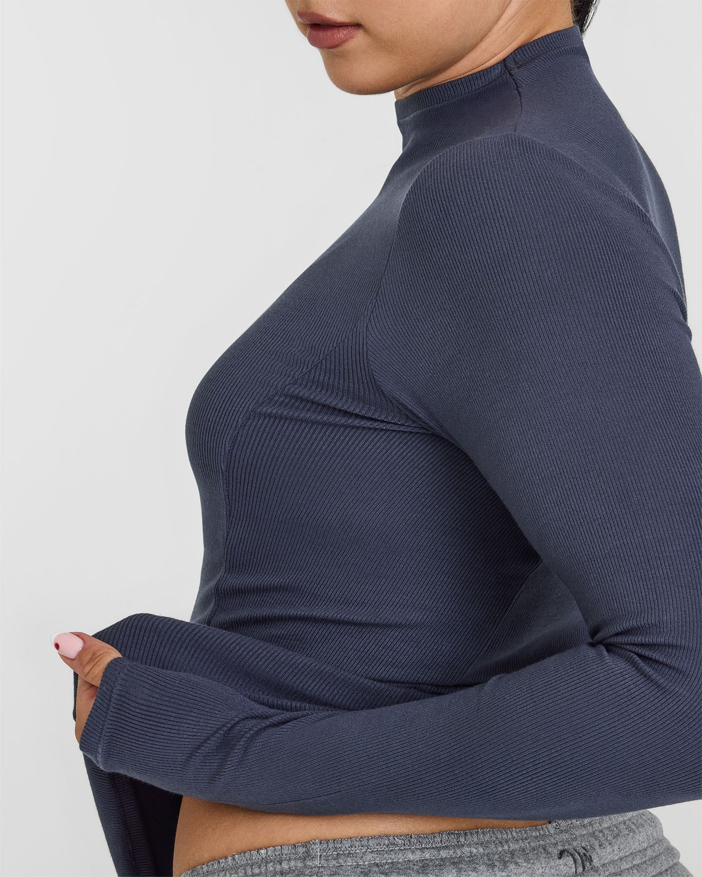 Mellowâ„¢ Rib Mock Neck Long Sleeve Top | True Blue