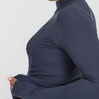 Mellowâ„¢ Rib Mock Neck Long Sleeve Top | True Blue