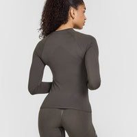 Go To Seamless Fitted Long Sleeve Top | Deep Taupe