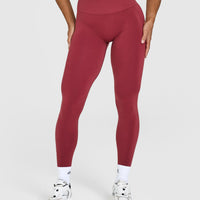 Effortless Seamless Leggings with White Logo | Burnt Cherry