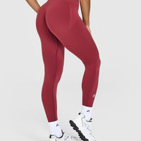 Effortless Seamless Leggings with White Logo | Burnt Cherry