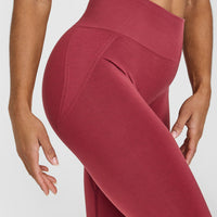 Effortless Seamless Leggings with White Logo | Burnt Cherry