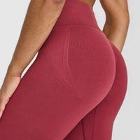 Effortless Seamless Leggings with White Logo | Burnt Cherry