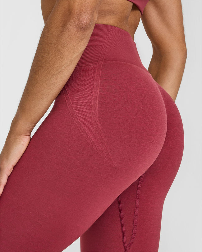 Effortless Seamless Leggings with White Logo | Burnt Cherry