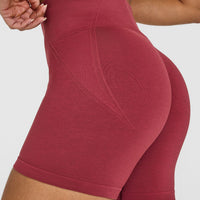 Effortless Seamless Shorts with White Logo | Burnt Cherry