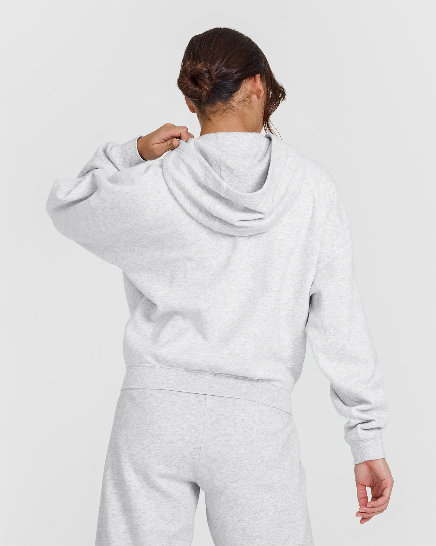 Mid Weight Zip Through Hoodie | Light Grey Marl