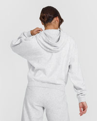 Mid Weight Zip Through Hoodie | Light Grey Marl