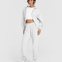 Mid Weight Zip Through Hoodie | Light Grey Marl