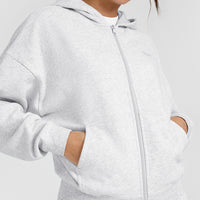 Mid Weight Zip Through Hoodie | Light Grey Marl