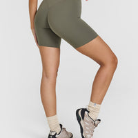 SoftMotion™ Cycling Shorts 8" with White Logo | Alpine Green