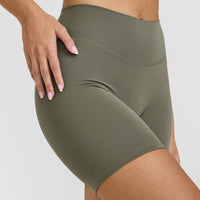 SoftMotion™ Cycling Shorts 8" with White Logo | Alpine Green